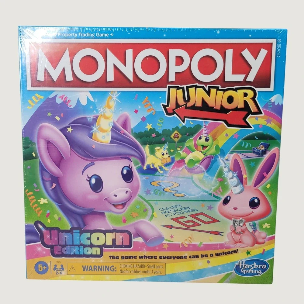 Hasbro Monopoly Junior Unicorn Edition Board Game Kids F1717 New Sealed